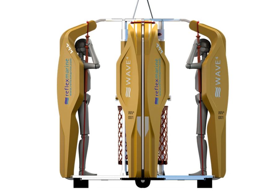 CGI of the WAVE-4 crane transfer device from Reflex Marine.