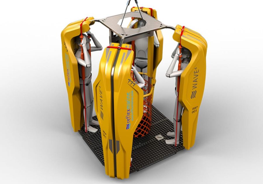 CGI of Reflex Marine's WAVE-4 crane transfer device.